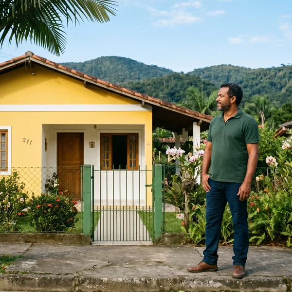 Família feliz com pet em casa